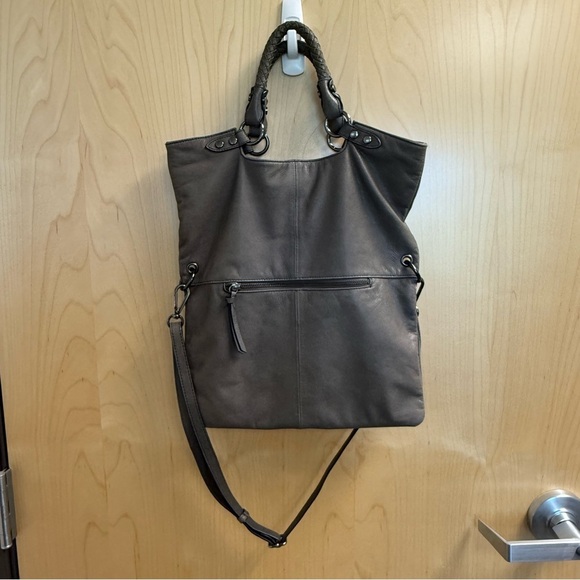 Elliott Lucca Gray Leather Tote Bag - Picture 3 of 10